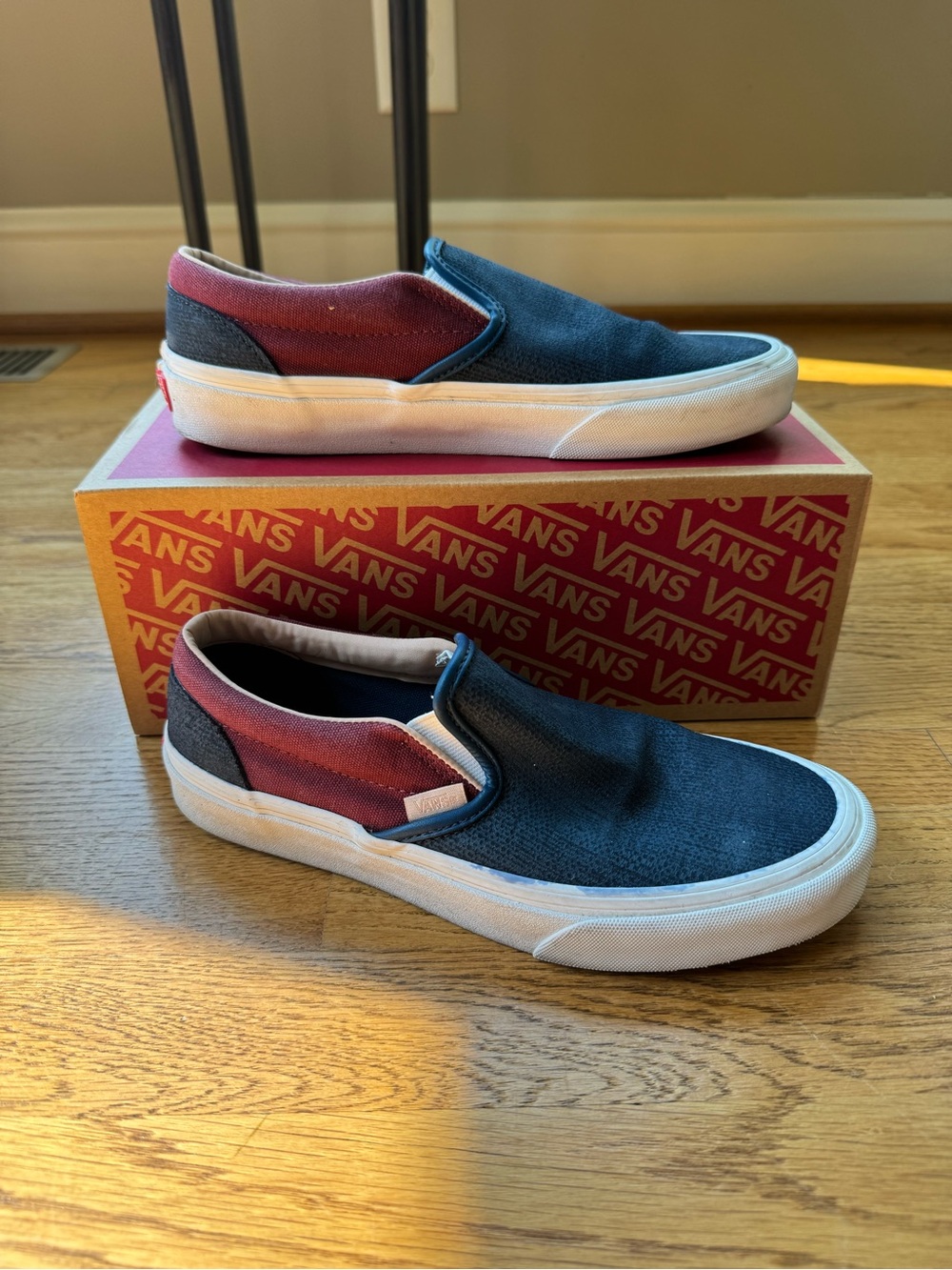 Vans Women’s Slip-On Two-Tone Navy and Burgundy